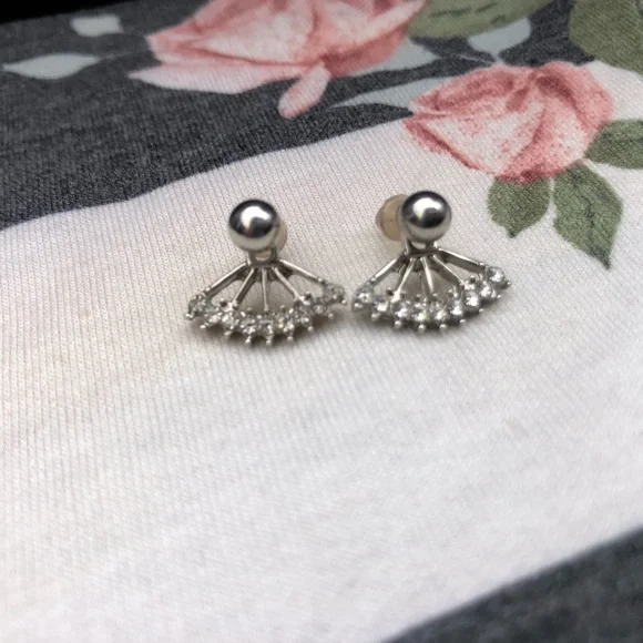 Silver and Crystal Earrings - Picture 2 of 2